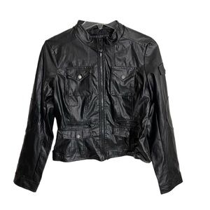 Women’s Last KISS Black Faux Vegan Leather Moto Jacket Size Medium!